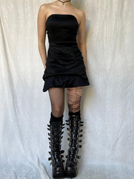 Vintage 00s Gothic Prom Queen Balloon Mini Dress (S)