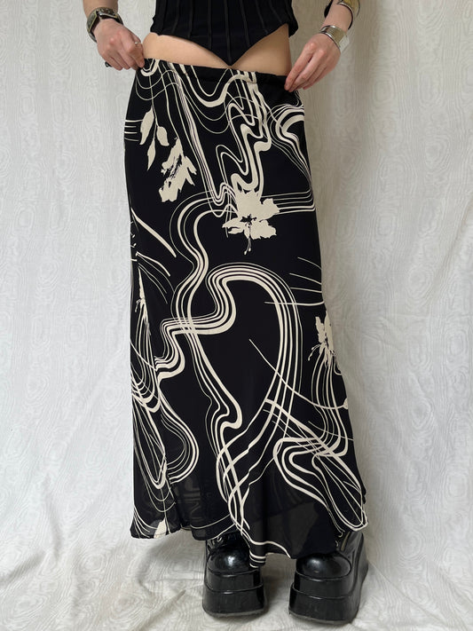 Vintage 90s Grunge Graphic Maxi Skirt (S)