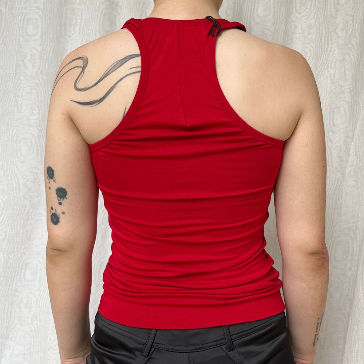 Vintage 00s Clubwear Cowl Red Top (S)