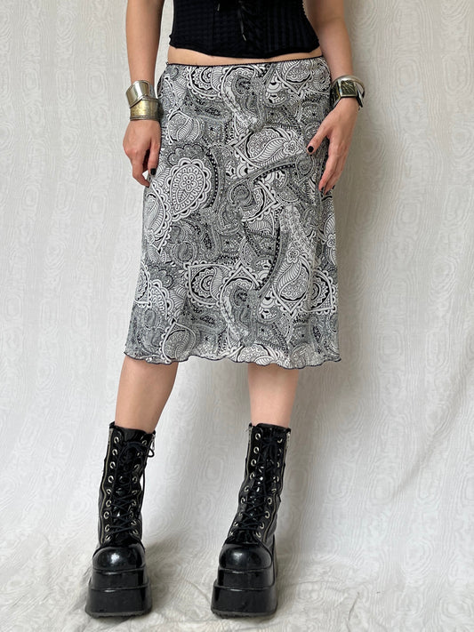 Vintage 00s Eclectic Paisley Graphic Midi Skirt (S)