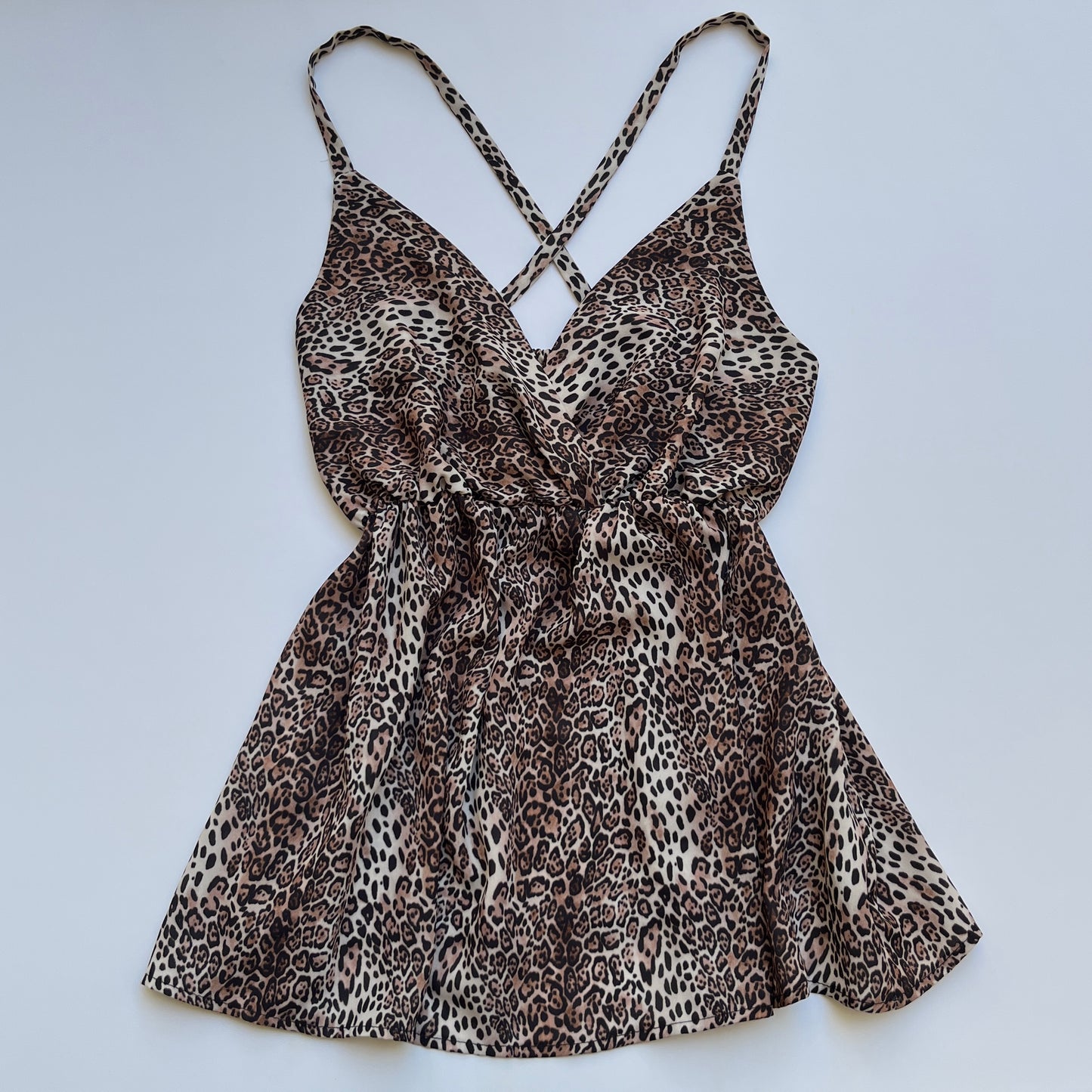 Vintage 00s Biker Leopard Print Cami (XS)