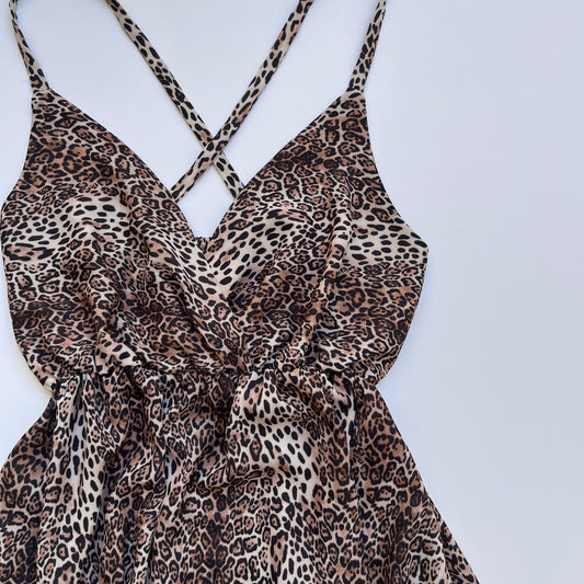 Vintage 00s Biker Leopard Print Cami (XS)