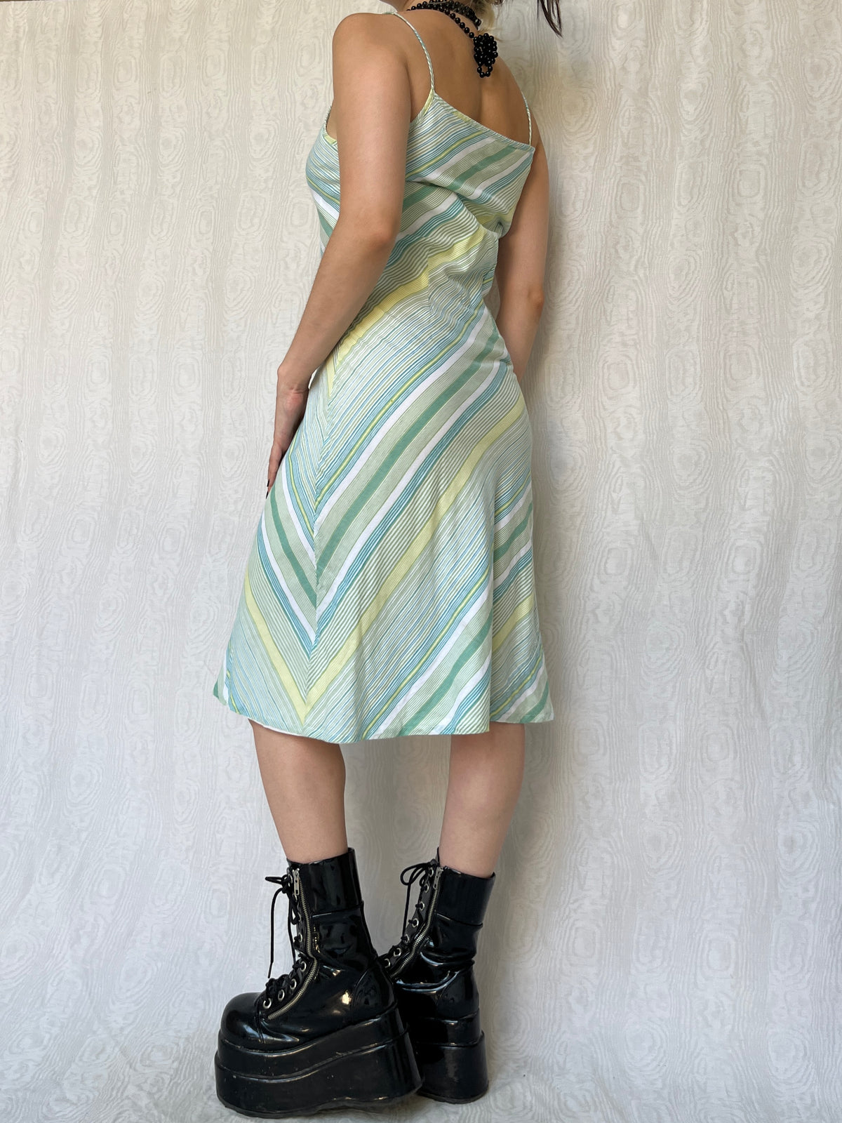 Vintage 00s Surf Crush Striped Midi Dress (S)