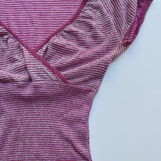 Vintage 00s Eclectic Pink Blouson Top (M)