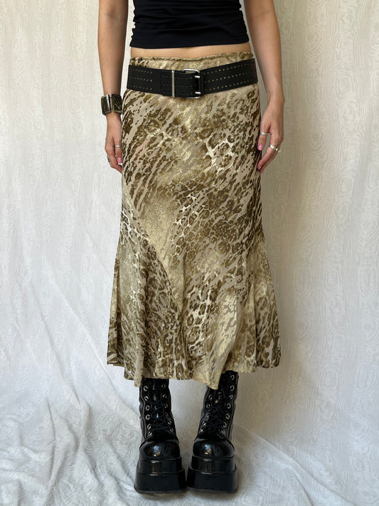Vintage 00s Eclectic Beige Maxi Skirt (L)