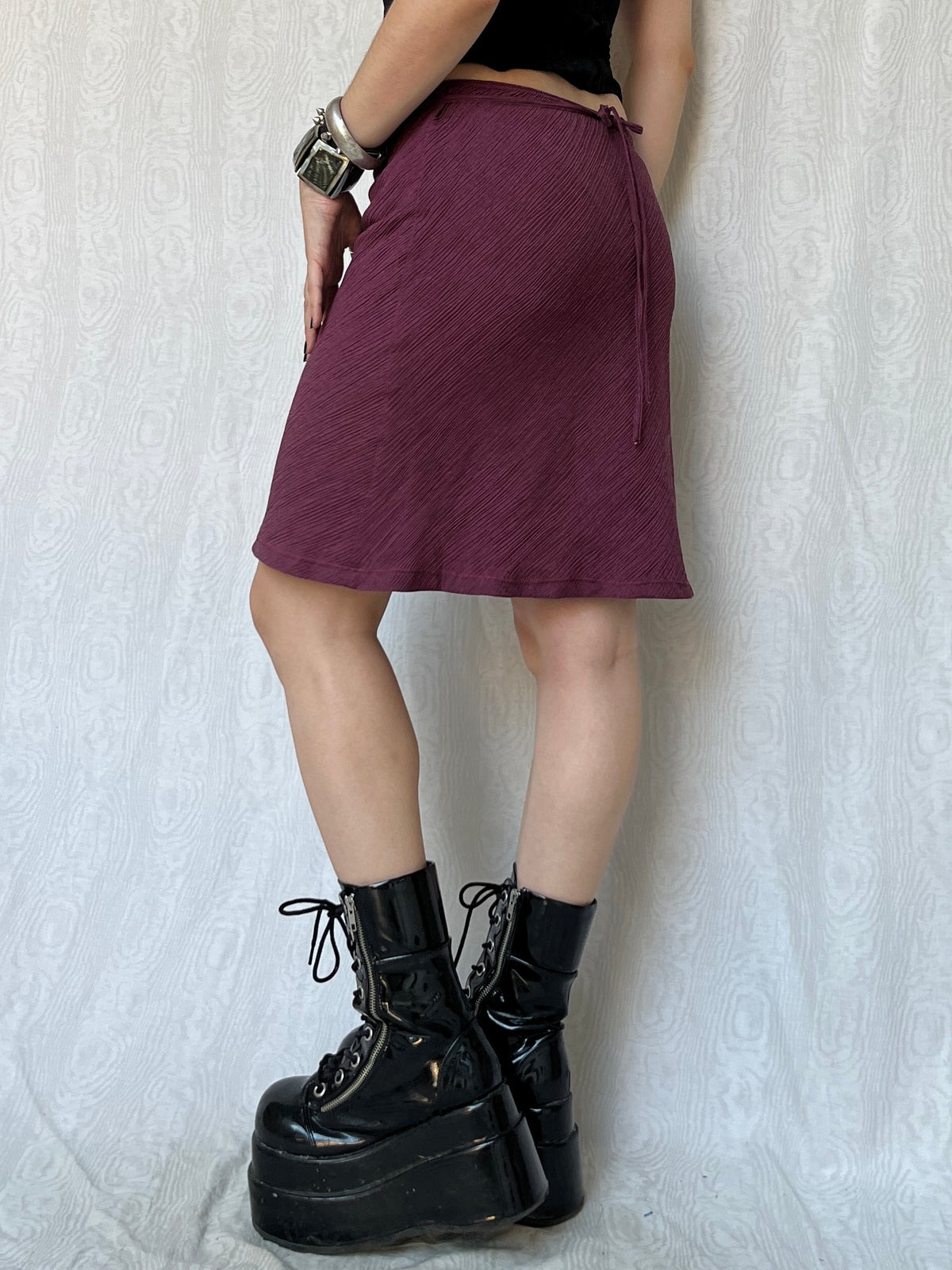 Vintage 00s Downtown Grungy Purple Knee Skirt (S)