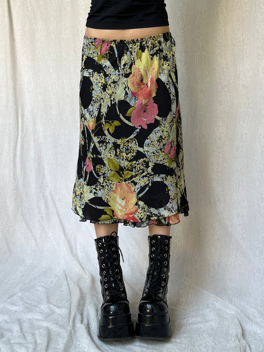 Vintage 00s Eclectic Multi Midi Skirt (M)