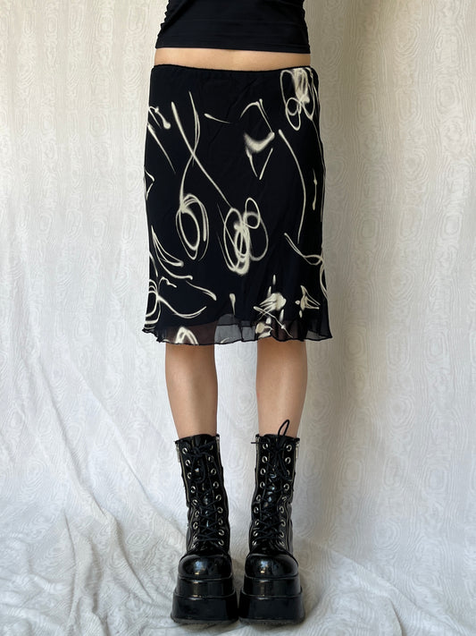 Vintage 90s Grunge Eclectic Knee Skirt (XS/S)
