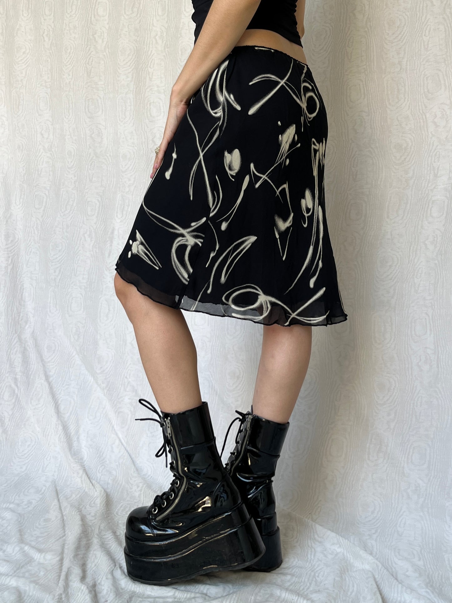 Vintage 90s Grunge Eclectic Knee Skirt (XS/S)