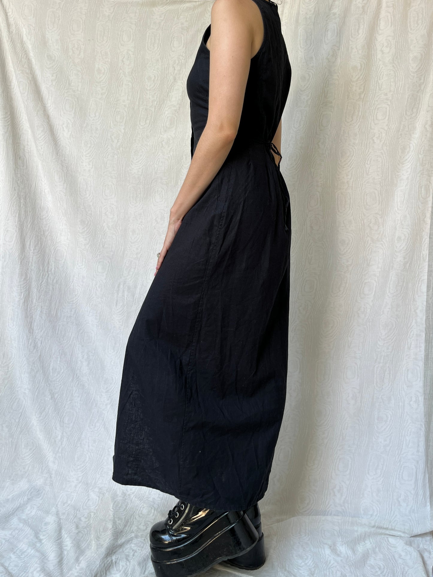 Vintage 90s Downtown Black Maxi Dress (S/M)