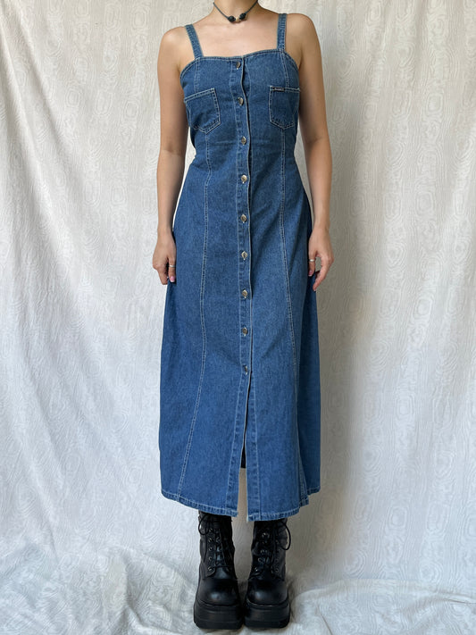 Vintag 90s Downtown Denim Maxi Dress (M)