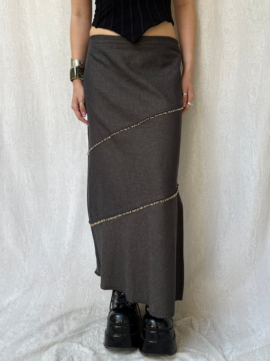 Vintage 00s Rave Smokey Wash Denim Maxi Skirt (M)