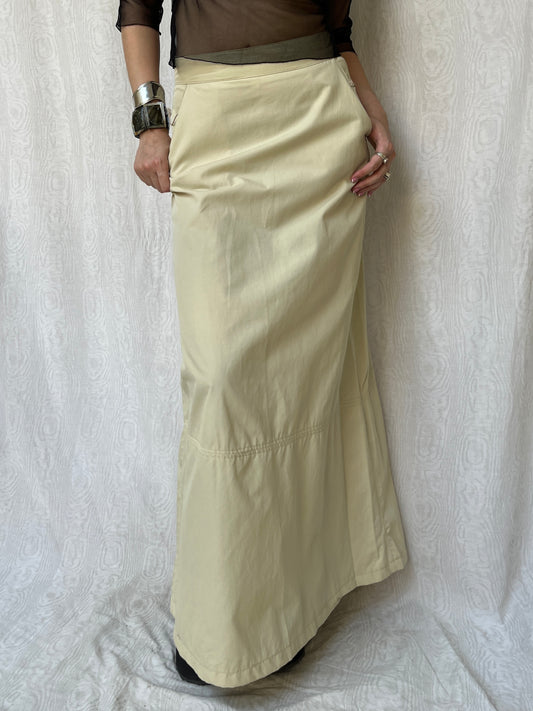 Vintage 00s Rave Beige Maxi Skirt (XS)