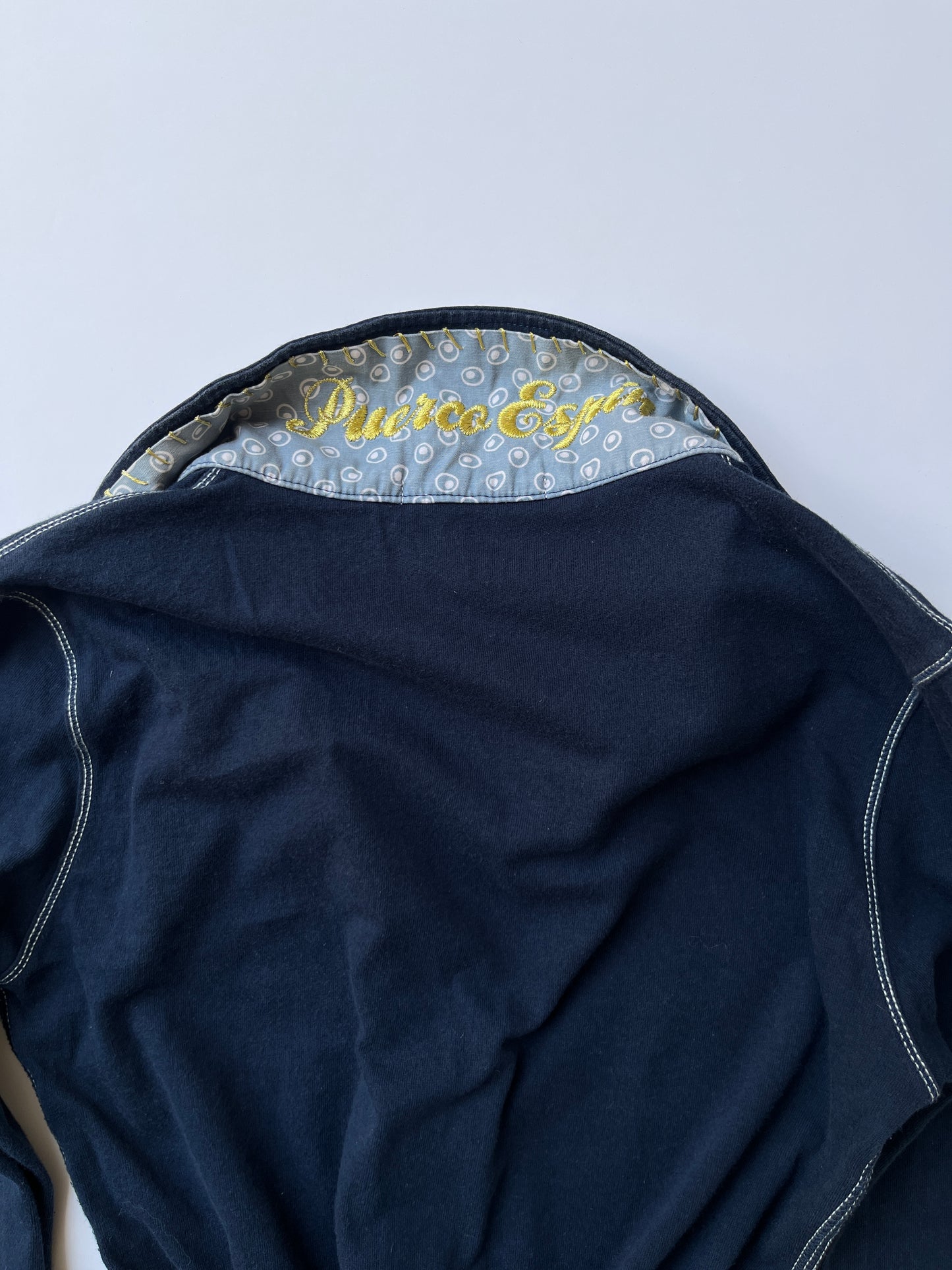 Vintage 00s Preppy Navy Long Sleeve Polo Top (S)