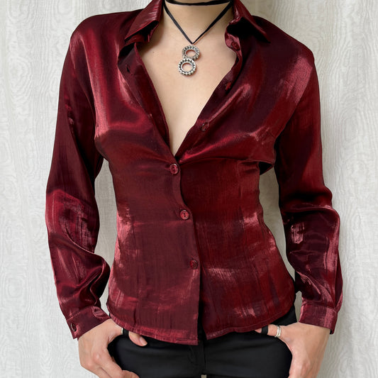 Vintage 00s Vampy Iridescent Blouse (M)