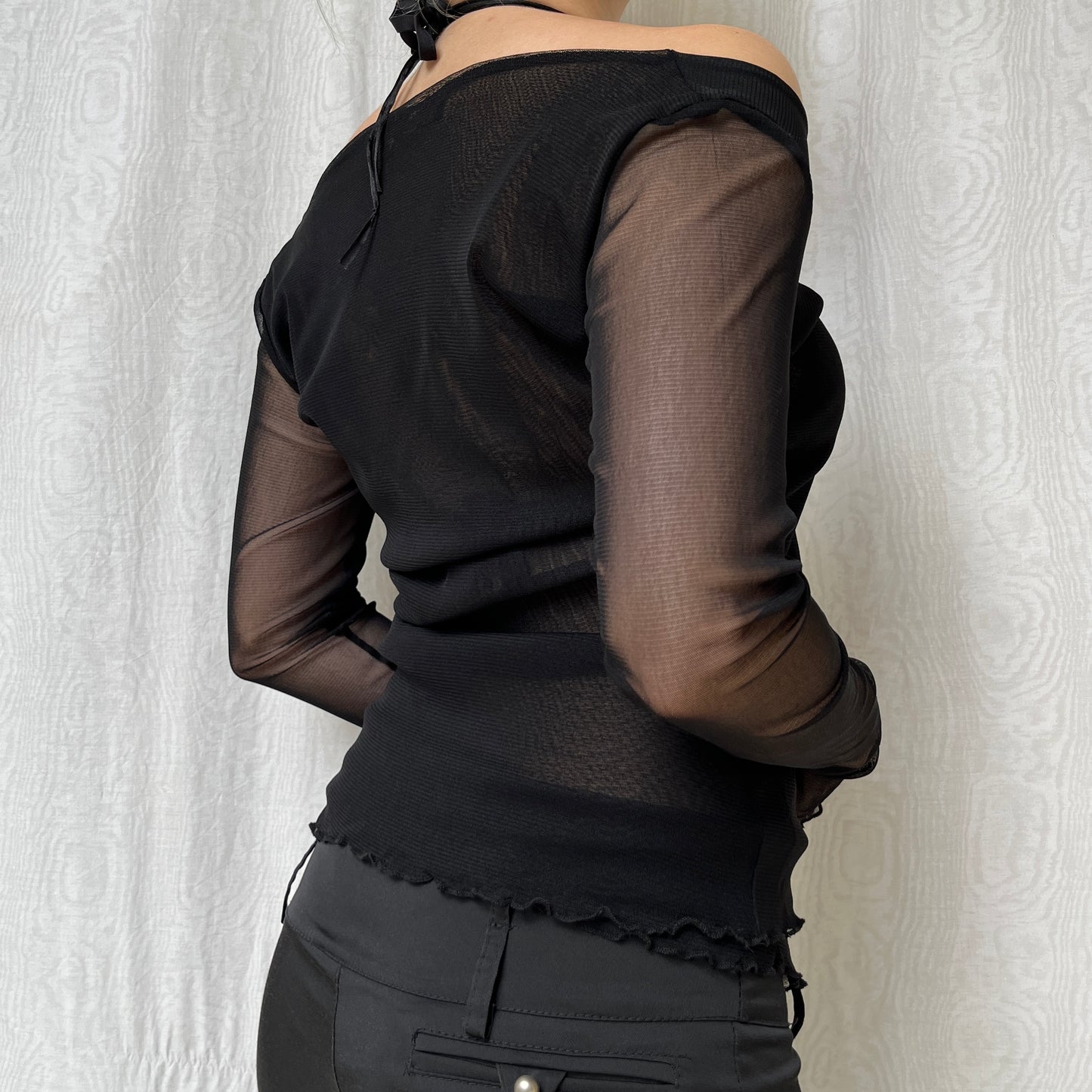 Vintage 00s Clubwear See-Through Long Sleeve Top (M/L)