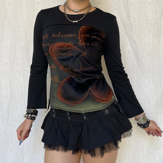 Vintage 00s Fairy Grunge Graphic Long Sleeve Top (S/M)