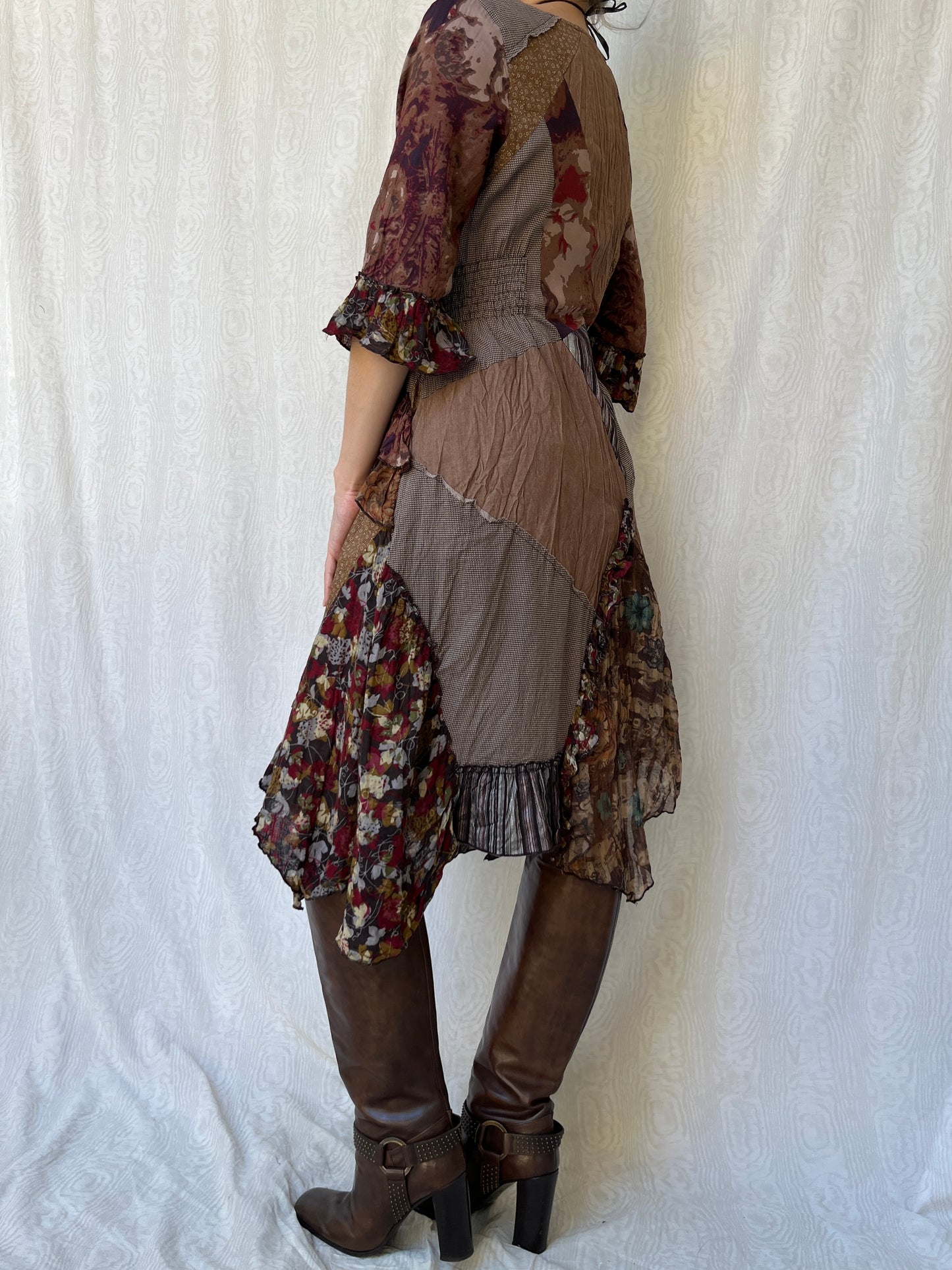 Vintage 00s Witchy Eclectic Patch Midi Dress (M)