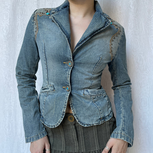 Vintage 00s Boho Denim Jacket (S)
