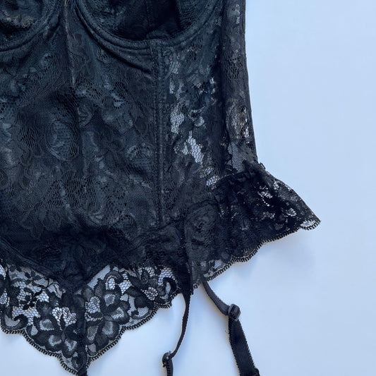 Vintage 00s Vampy Black Corset Top (S)