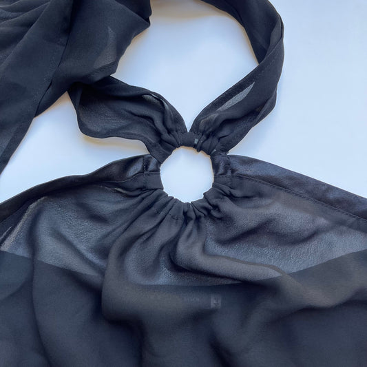 Vintage 00s Clubwear Black Halter Top (S/M)