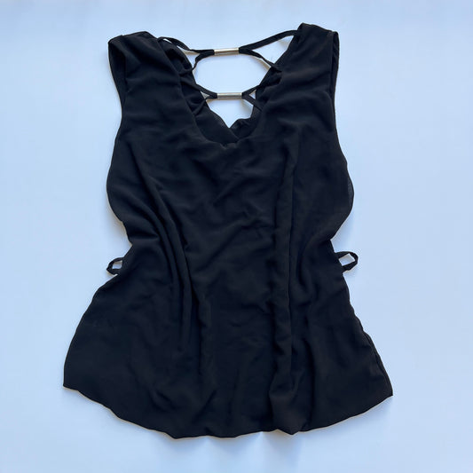 Vintage 00s Clubwear Black Cowl Neck Top (M)