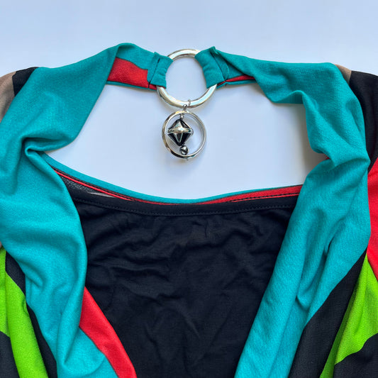 Vintage 00s Eclectic Multi Cowl Neck Blouse (S)