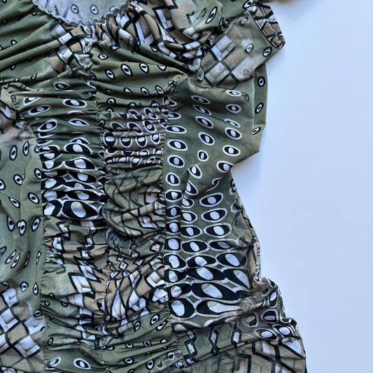 Vintage 00s Eclectic Graphic Blouse (S)