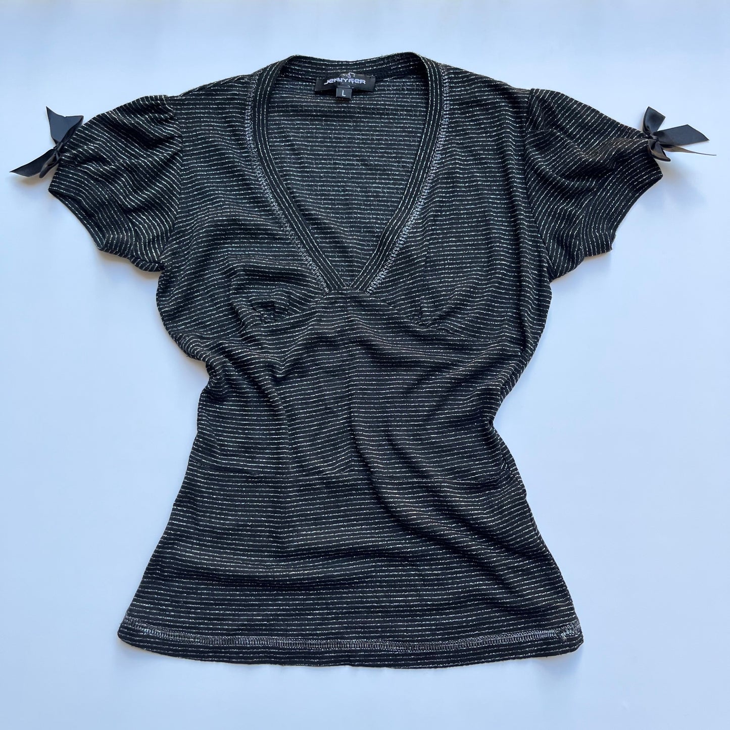 Vintage 00s Dark Coquette Striped Blouse (S)