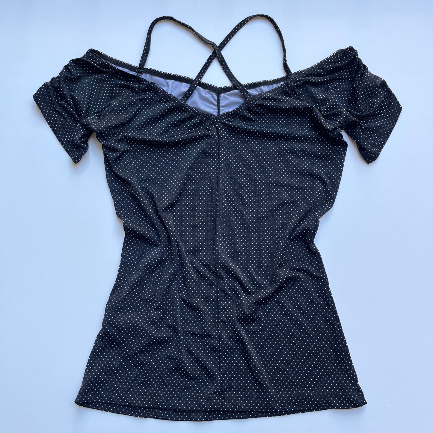 Vintage 00s Dark Coquette Polka Dot Blouse (S)