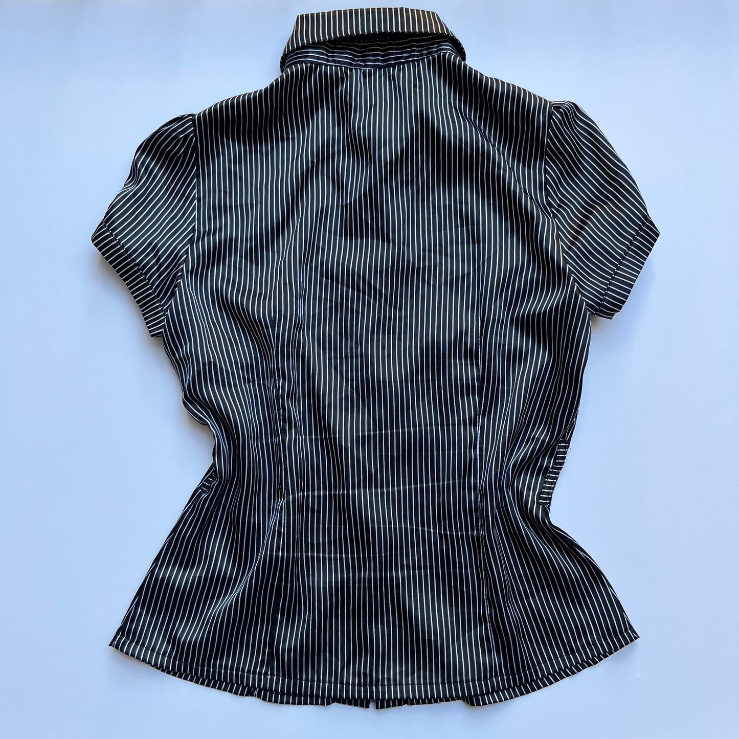Vintage 00s Office Siren Striped Button Up Top (S/M)