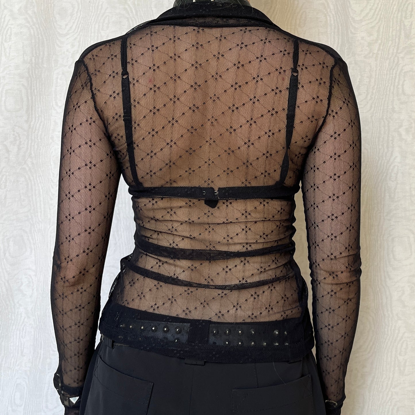 Vintage 00s Clubwear Mesh Button-Up (XS/S)