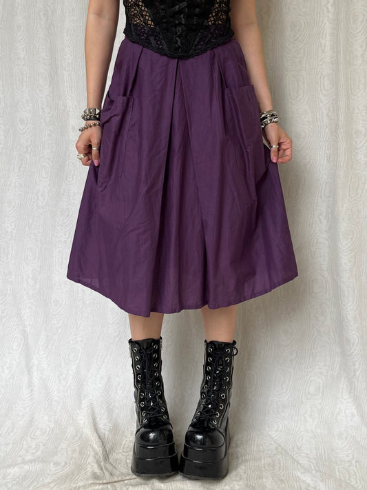 Vintage 90s Eclectic Purple Midi Skirt (XS/S)