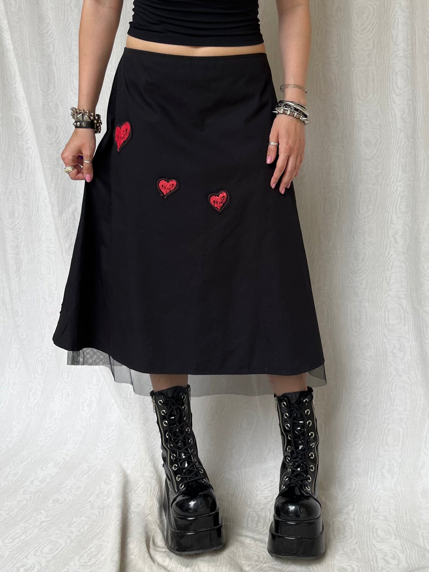Vintage 00s Desigual Eclectic Black Midi Skirt (M/L)