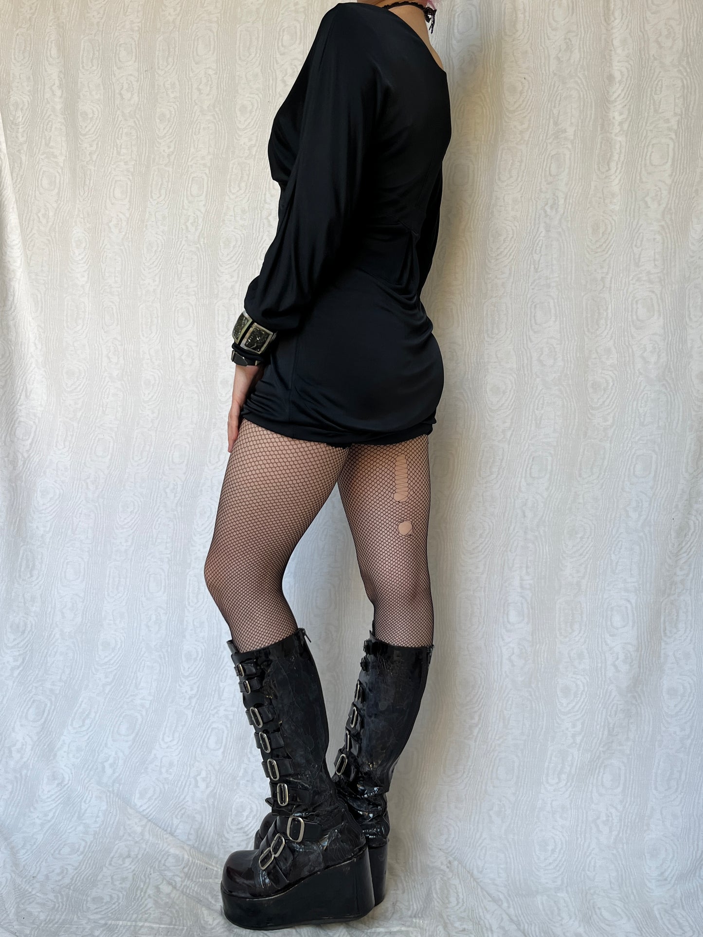 Vintage 00s Indie Sleaze Black Mini Dress (M)