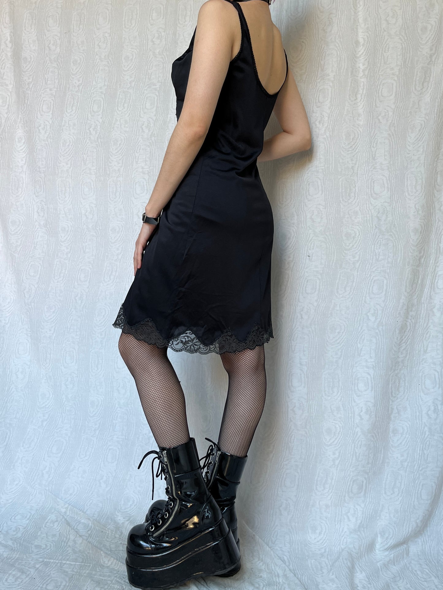 Vintage 00s Gothic Lace Detail Dress (M)