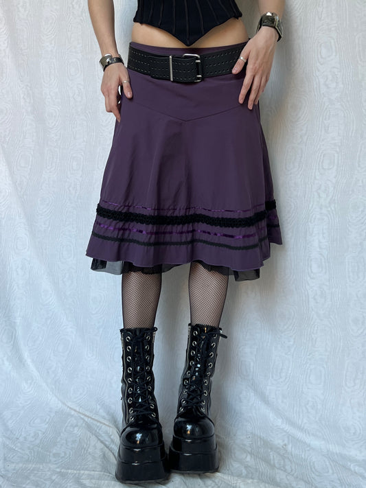 Vintage 00s Whimsigoth Purple Knee Skirt (M)