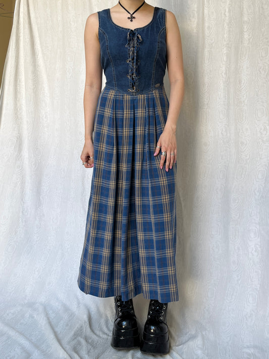 Vintage 00s Cottage Corset Maxi Dress (S/M)