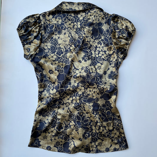 Vintage 00s Office Siren Floral Blouse (S)