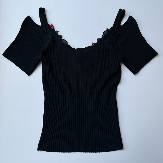 Vintage 90s Romantic Black Blouse (S)