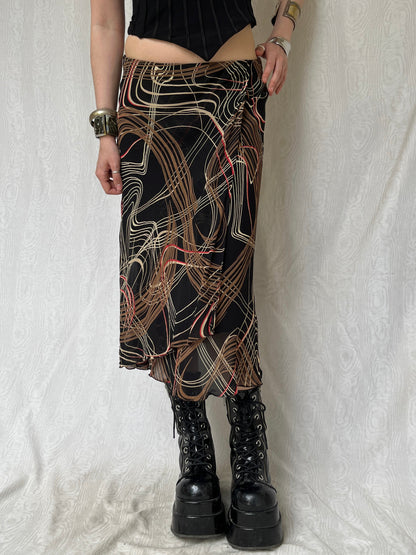 Vintage 90s Eclectic Grunge Maxi Skirt (S)