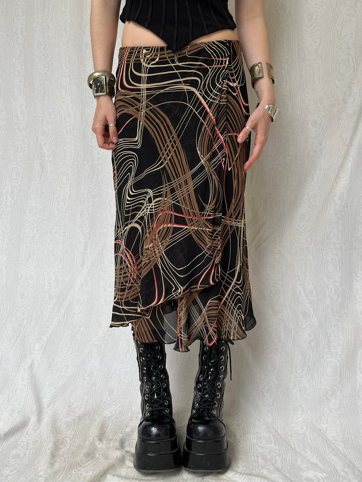 Vintage 90s Eclectic Grunge Maxi Skirt (S)