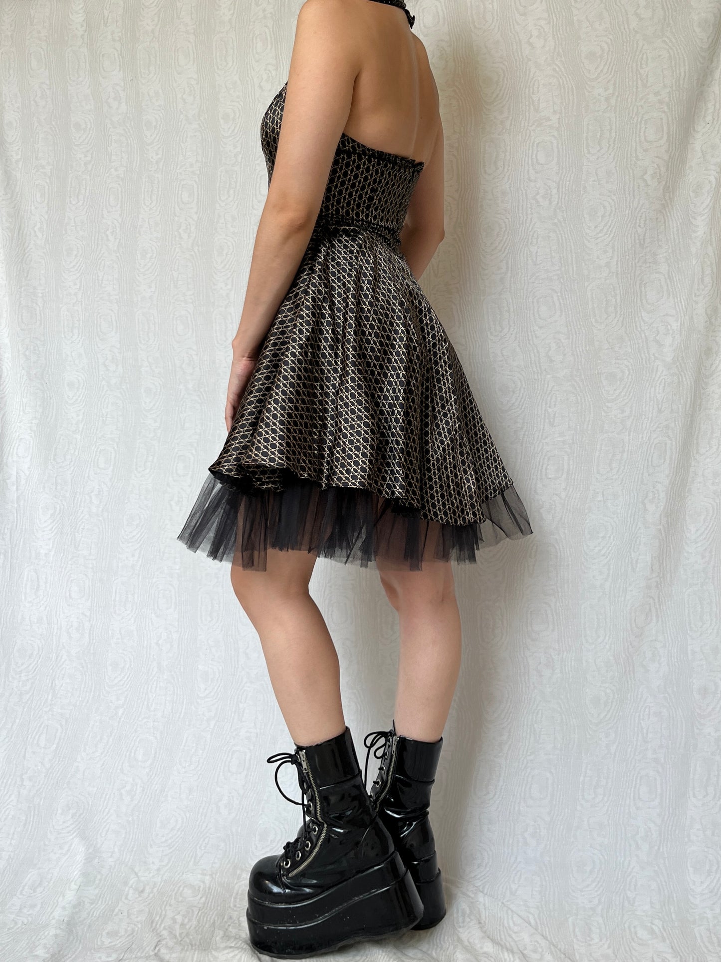 Vintage 00s Eclectic Prom Halter Dress (S)
