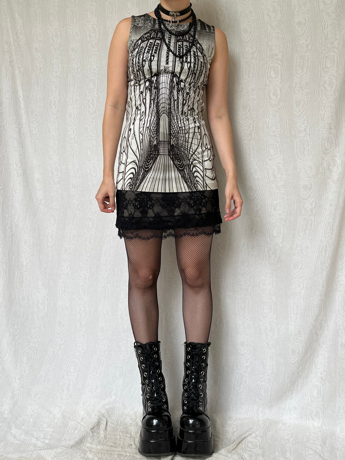 Vintage 00s Save the Queen Eclectic Graphic Mini Dress (S)