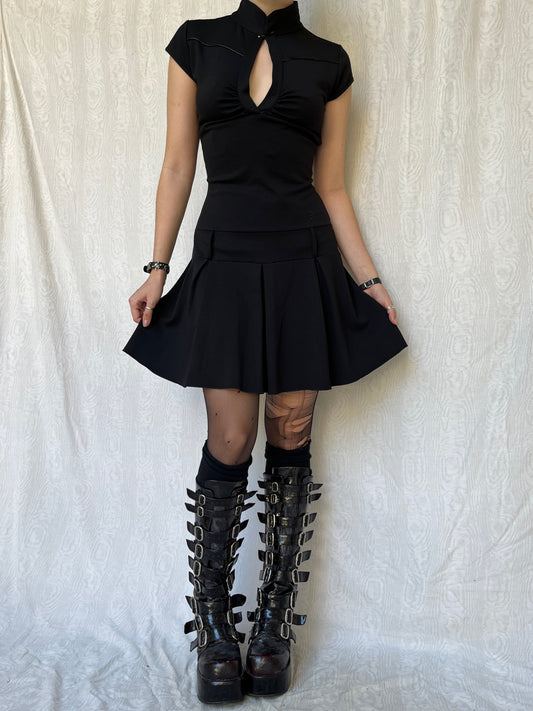 Vintage 00s Goth Schoolgirl Black Dress (M/L)