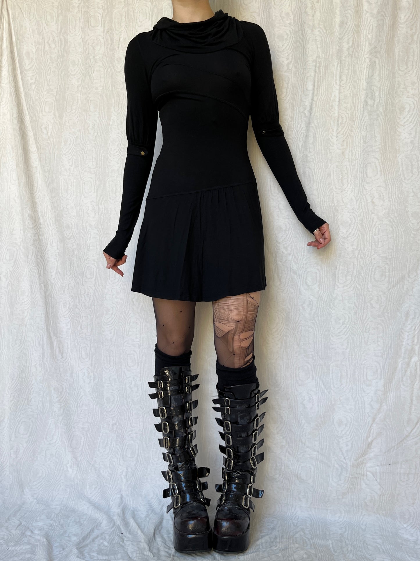 Vintage 00s Archive Black Long Sleeve Mini Dress (S/M)