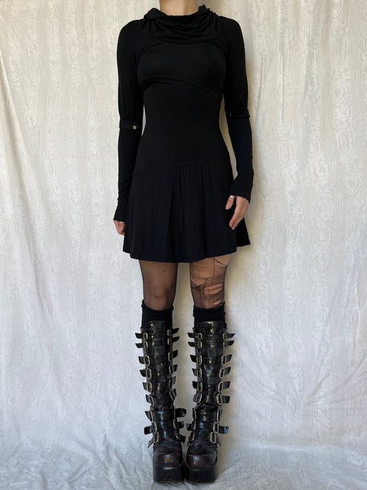 Vintage 00s Archive Black Long Sleeve Mini Dress (S/M)