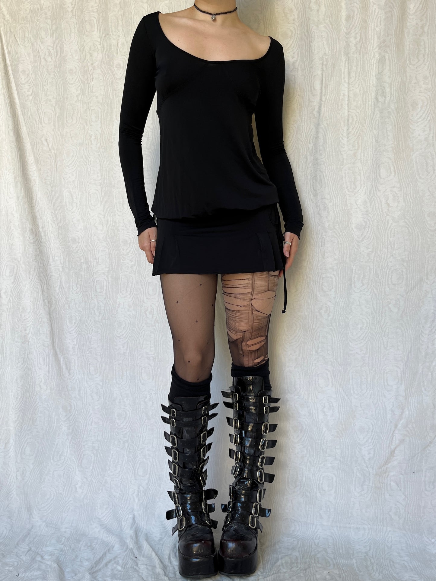 Vintage 00s Clubwear Black Mini Dress (S)