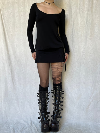 Vintage 00s Clubwear Black Mini Dress (S)