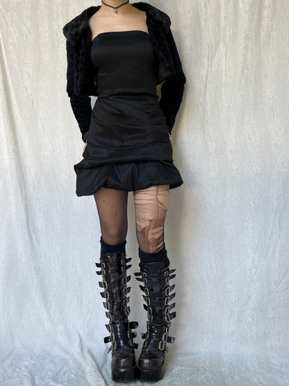 Vintage 00s Gothic Prom Queen Balloon Mini Dress (S)